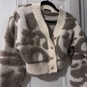 Cozy Cream and Brown Cardigan